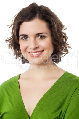 Pretty young caucasian smiling female model