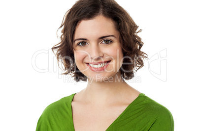 Charming young woman against white background