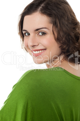 Stylish portrait of fashionable happy woman