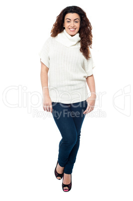 Fashionable woman in trendy casual wear