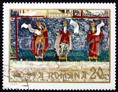 Postage stamp Romania 1969 Three Prophets, Fresco from Sucevita