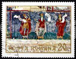 Postage stamp Romania 1969 Three Prophets, Fresco from Sucevita