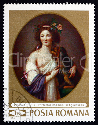 Postage stamp Romania 1969 Portrait of Doamnei d?Aguesseau