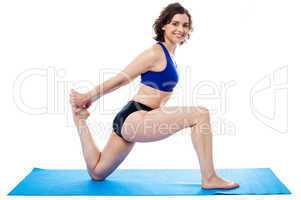 Fit woman doing bent knees exercise