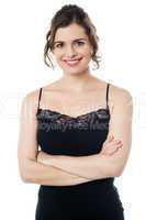 Calm beautiful smiling woman in party wear attire