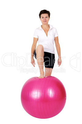 Woman with exercise ball