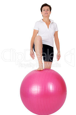 Woman with exercise ball