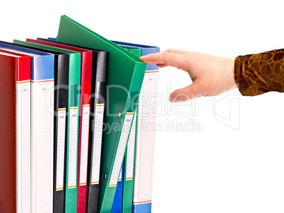 office document folders standing in a row