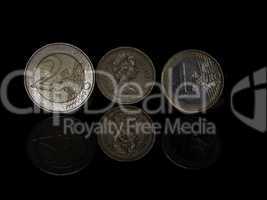 Pound and euro coins