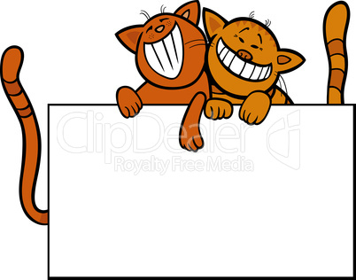 cartoon cats with board or card
