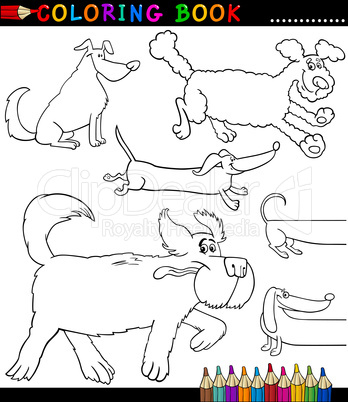 Cartoon Dogs or Puppies Coloring Page