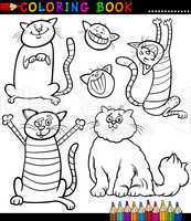 Cartoon Cats or Kittens Coloring Page