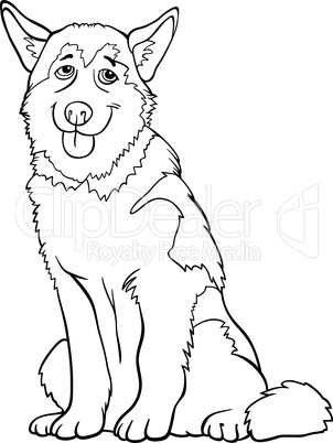 husky or malamute dog cartoon for coloring