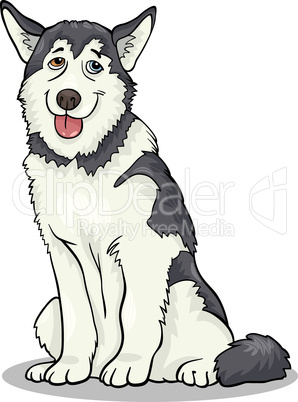 husky or malamute dog cartoon illustration