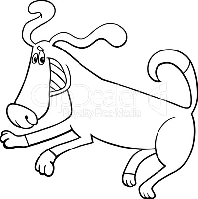 playful dog cartoon for coloring book