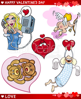 valentine cartoon illustration love set