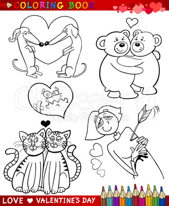 valentine cartoon themes for coloring