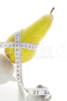 pear with measuring tape