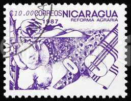 Postage stamp Nicaragua 1986 Cotton, Agrarian Reform