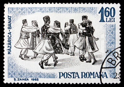 Postage stamp Romania 1966 Folk Dancers of Banat