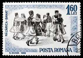 Postage stamp Romania 1966 Folk Dancers of Banat