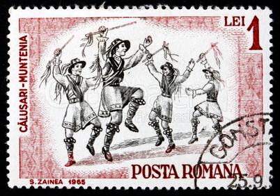 Postage stamp Romania 1966 Folk Dancers of Muntenia