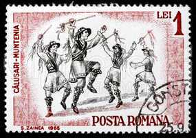 Postage stamp Romania 1966 Folk Dancers of Muntenia
