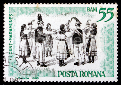 Postage stamp Romania 1966 Folk Dancers of Maramaros