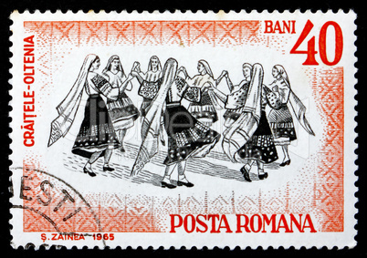 Postage stamp Romania 1966 Folk Dancers of Oltenia