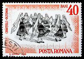 Postage stamp Romania 1966 Folk Dancers of Oltenia