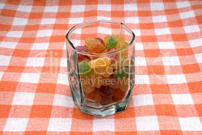 Glass with sugar candies