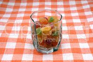 Glass with sugar candies