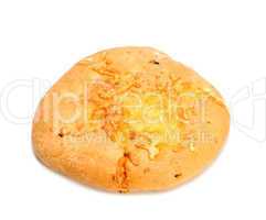 Bread with cheese isolated on white