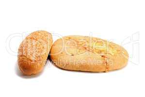 French baguette and Bread with cheese isolated on white