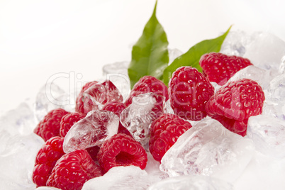 raspberries on ice