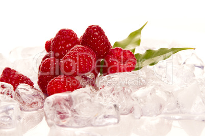 raspberries on ice