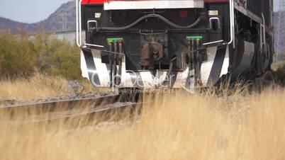 Close Up Train on Railroad Tracks