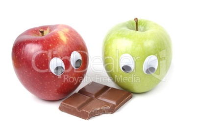 Äpfel und  Schokolade