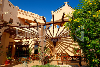 Outdoor restaurant at the luxury hotel, Sharm el Sheikh, Egypt