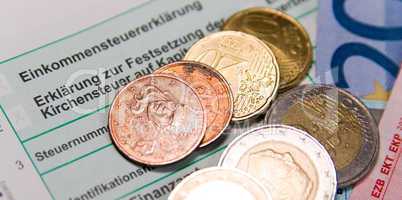 Bargeld, Steuerformular, Steuererklärung