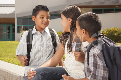 Cute Brothers and Sister Talking, Ready for School