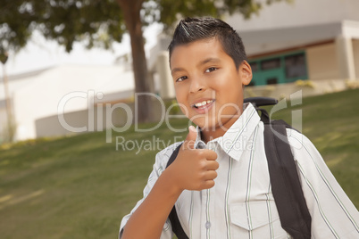 Happy Young Hispanic School Boy with Thumbs Up