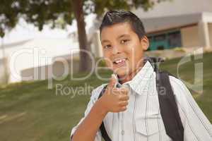 Happy Young Hispanic School Boy with Thumbs Up