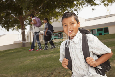 Happy Young Hispanic Boy Ready for School