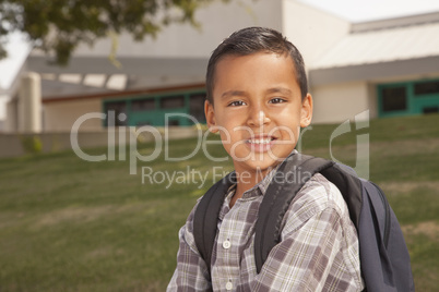 Happy Young Hispanic Boy Ready for School