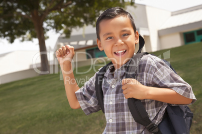 Happy Young Hispanic Boy Ready for School