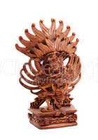 Wooden statue of the Hindu god on the white background