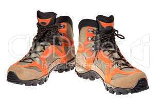 Hiking boots on the white background