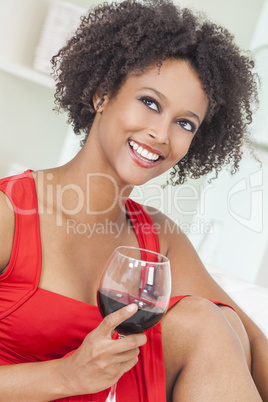 Mixed Race African American Girl Drinking Red Wine