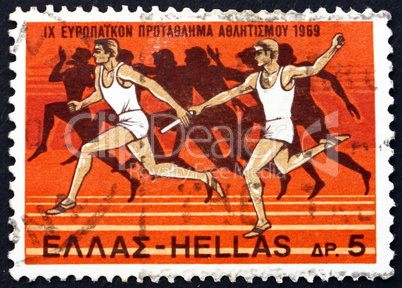 Postage stamp Greece 1969 Relay Race and Runners from Amphora